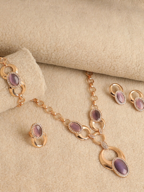 

SOHI Gold-Plated Artificial Stones Studded Jewellery Set
