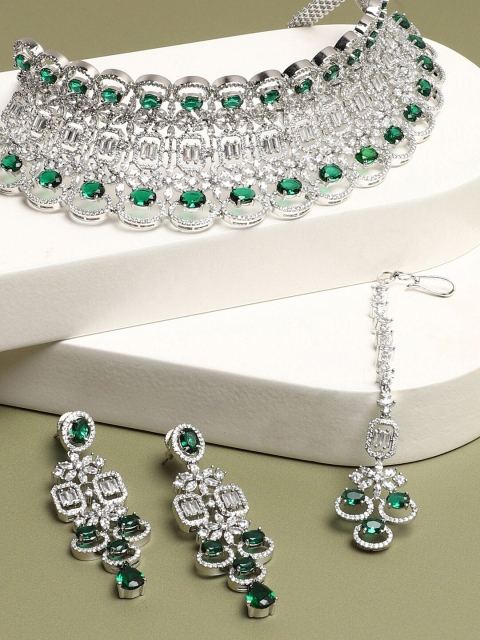 

SOHI Green Silver Plated Jewellery Set