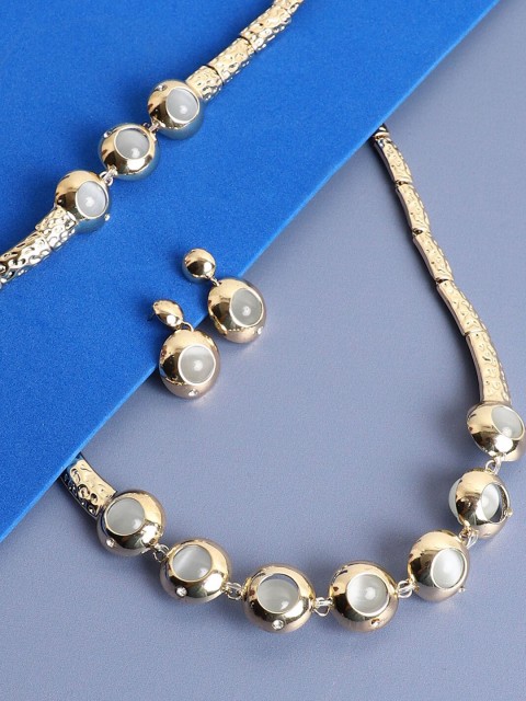 

SOHI Women Gold Plated White Stone Studded Jewellery Set