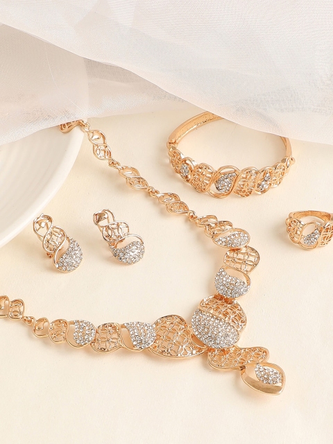 

SOHI Gold-Plated & Toned Artificial Stones Studded Jewellery Set