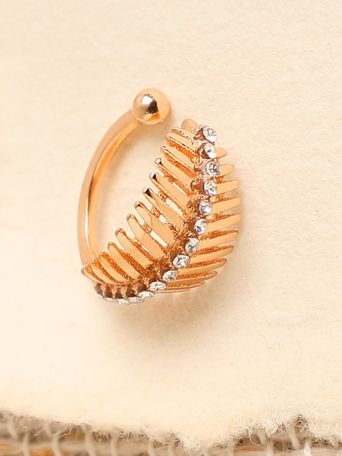 

SOHI Gold-Plared Contemporary Ear Cuff Earrings