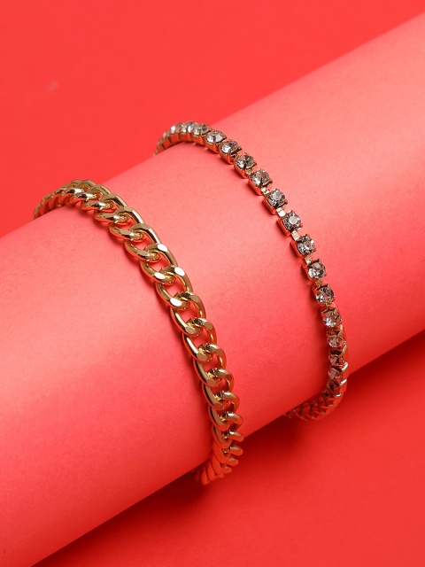 

SOHI Set of 2 Gold-Plated & Toned Anklets Cum Bracelets