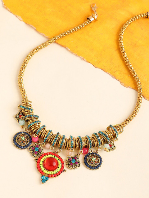 

SOHI Women Gold-Toned & Blue Gold-Plated Necklace