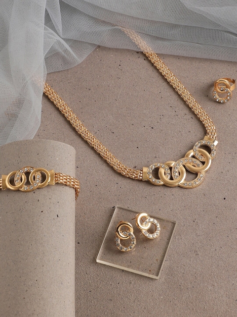 

SOHI Gold-Plated & White Stones-Studded Designer Jewellery Set