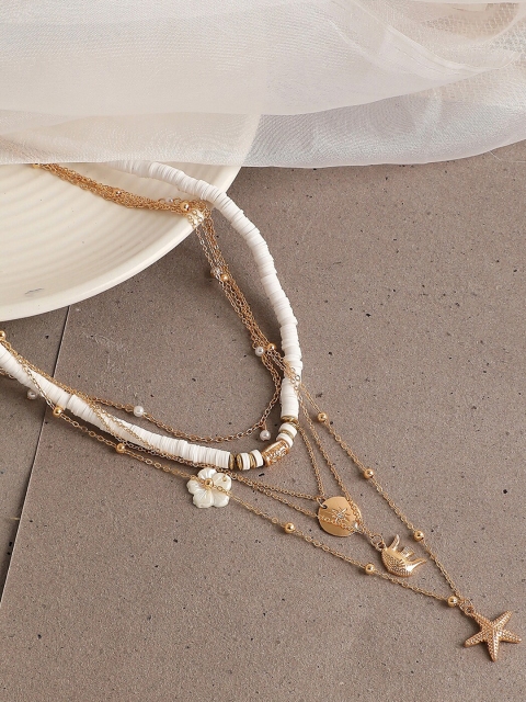 

SOHI Gold-Toned & White Gold-Plated Layered Necklace