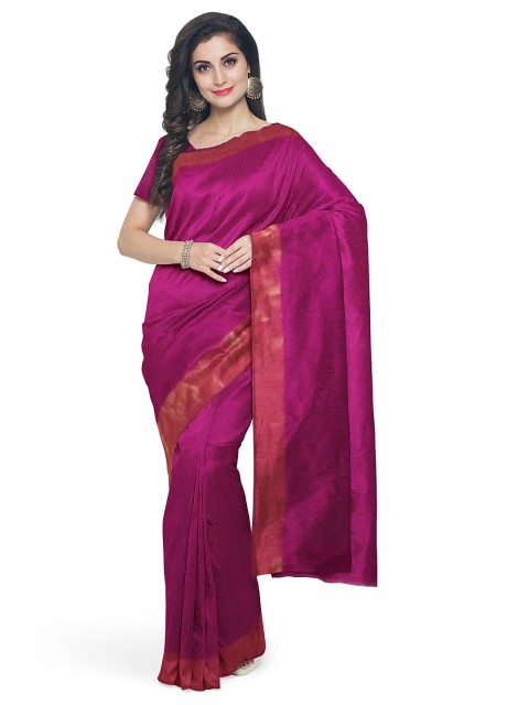 

Silk Bazar Pink & Orange Silk Cotton Ready to Wear Sungudi Saree