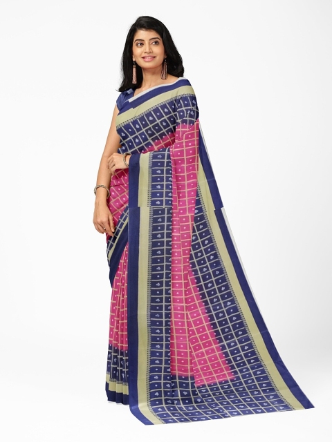 

Silk Bazar Pink & Blue Bandhani Silk Blend Bandhani Saree
