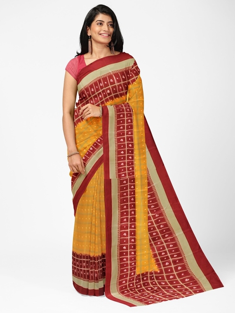 

Silk Bazar Yellow & Maroon Art Silk Bandhani Saree