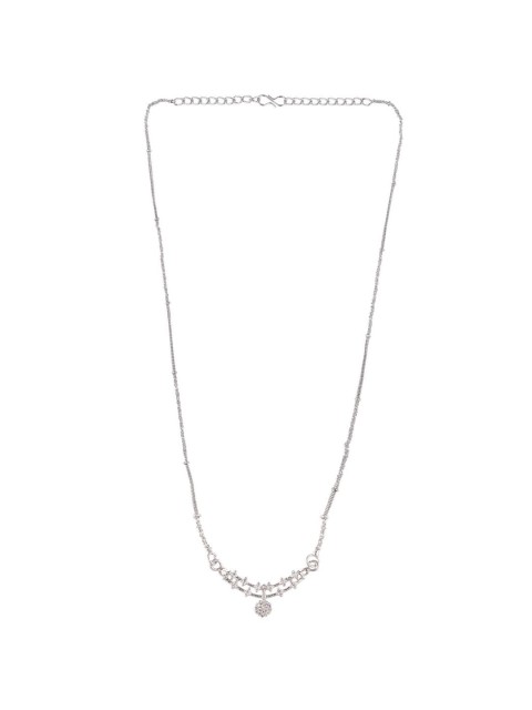 

Efulgenz Silver-Toned & White Rhodium-Plated Oxidised Necklace