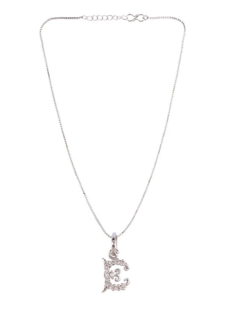 

Efulgenz Women Silver-Toned & White Rhodium-Plated Oxidised Necklace