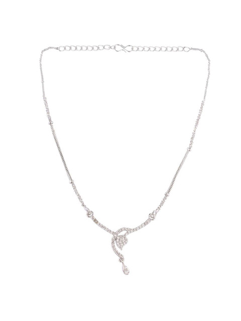 

Efulgenz Silver-Toned & White Rhodium-Plated Letter Pendant Necklace Chain