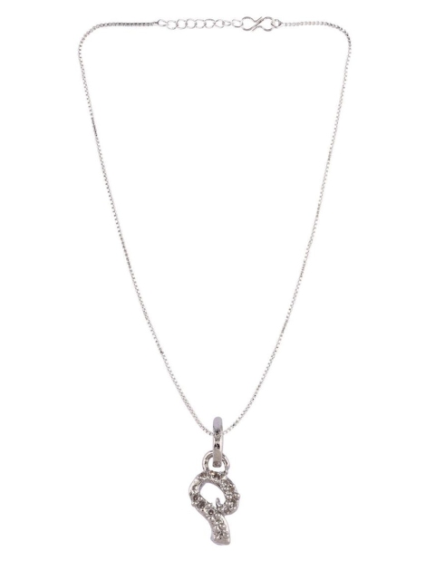 

Efulgenz Women Silver-Toned & White Rhodium-Plated Oxidised Necklace