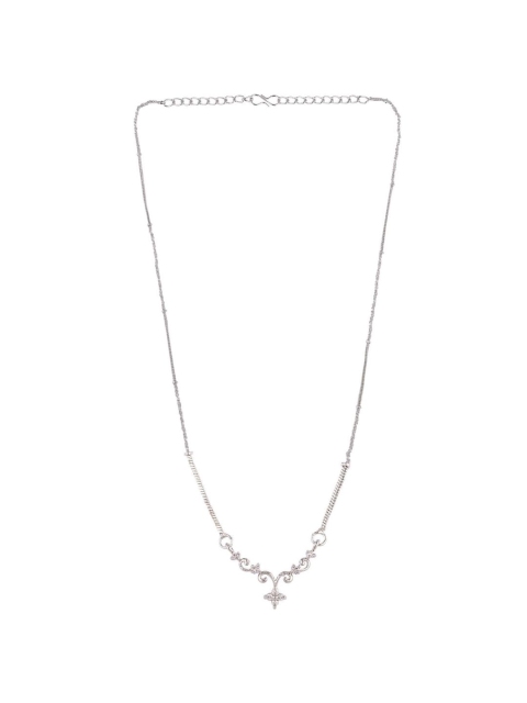 

Efulgenz Women Silver & White Rhodium-Plated Oxidized Pendant With Necklace