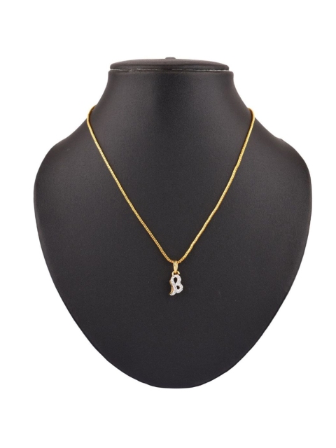 

Efulgenz Women Gold-Plated & White Letter Pendant Necklace