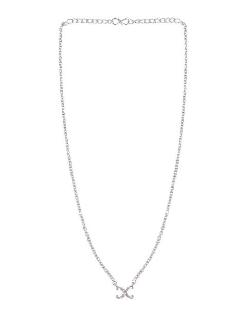 

Efulgenz Women Rhodium-Plated & White Chain, Silver