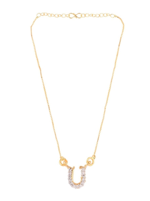 

Efulgenz Gold-Toned & White Gold-Plated Letter Pendant Chain