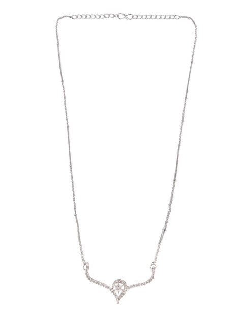 

Efulgenz Silver-Toned & White Rhodium-Plated Oxidised Necklace