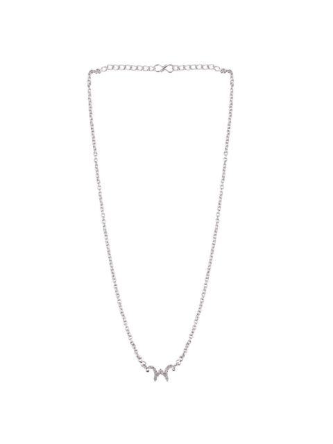 

Efulgenz Silver-Toned & White Rhodium-Plated Letter Pendant Chain