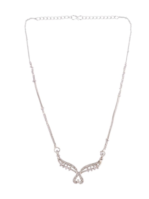 

Efulgenz Silver-Toned & White Rhodium-Plated Oxidised Chain