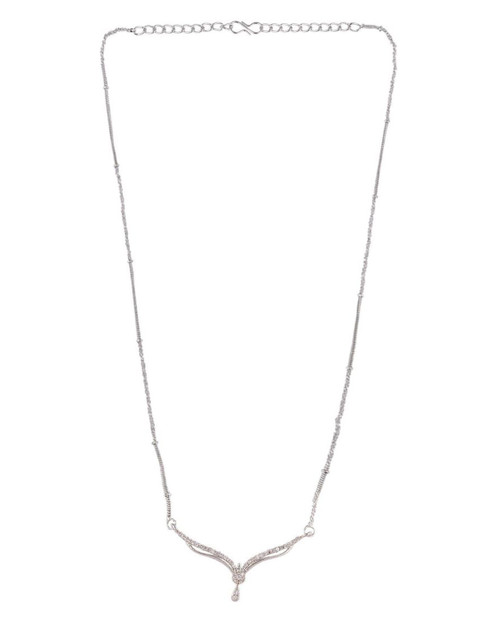 

Efulgenz Women Silver-Toned & White Rhodium-Plated Oxidised Necklace