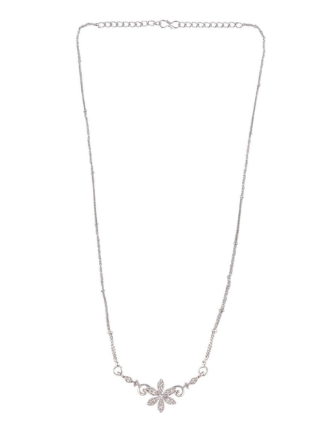 

Efulgenz Silver-Toned & White Rhodium-Plated Necklace