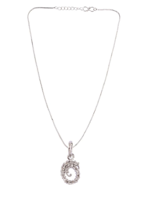 

Efulgenz Silver-Toned & White Rhodium-Plated Oxidised Necklace
