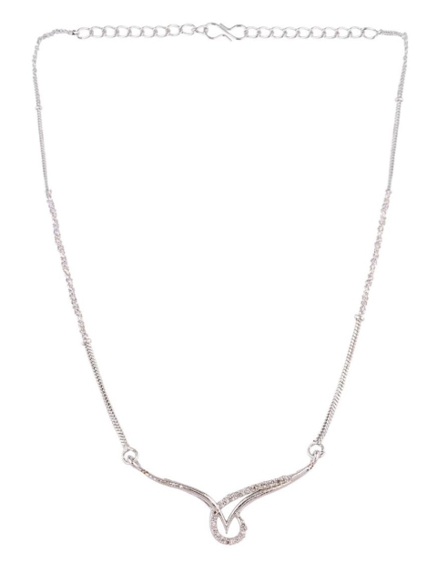 

Efulgenz Silver-Toned & White Rhodium-Plated Oxidised Necklace