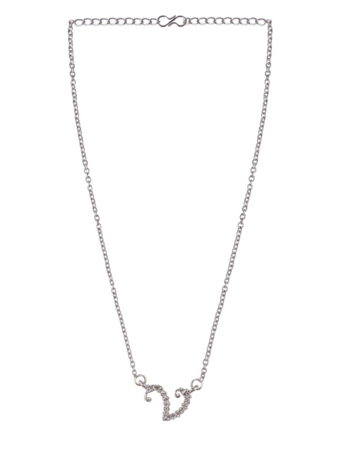

Efulgenz Women Oxidized Silver-Plated & White Letter Pendant Necklace