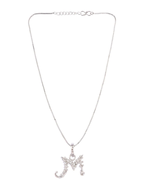 

Efulgenz Silver-Toned & White Rhodium-Plated Oxidised Chain