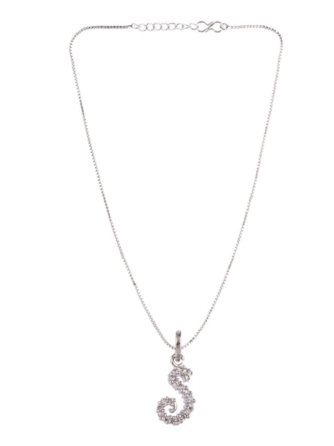 

Efulgenz Women Silver-Toned & White Rhodium-Plated Necklace