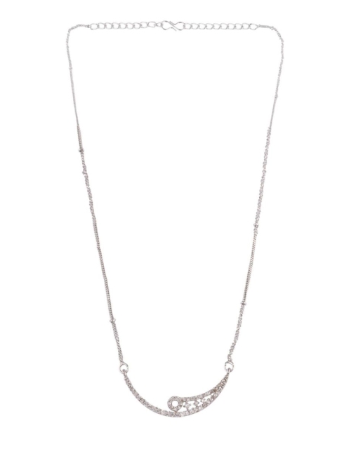 

Efulgenz Women Silver-Toned & White Rhodium-Plated Necklace