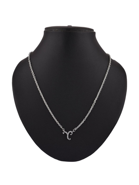 

Efulgenz Women Silver-Toned & White Rhodium-Plated Necklace