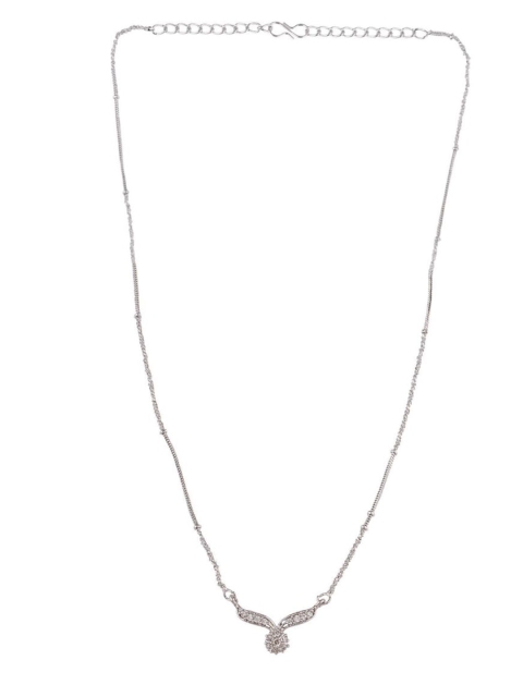 

Efulgenz Women Silver-Toned & White Rhodium-Plated Oxidised Necklace