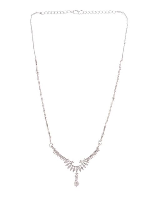 

Efulgenz Women Silver-Toned & White Rhodium-Plated Oxidised Necklace