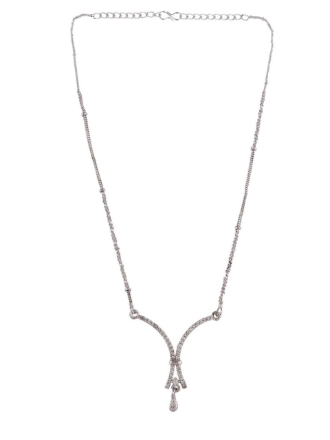 

Efulgenz Women Rhodium-Plated & White Oxidised Pendant & Necklace Chain, Silver