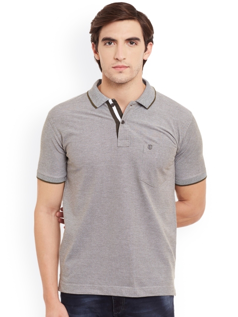 

Duke Men Grey Solid Polo Collar T-shirt