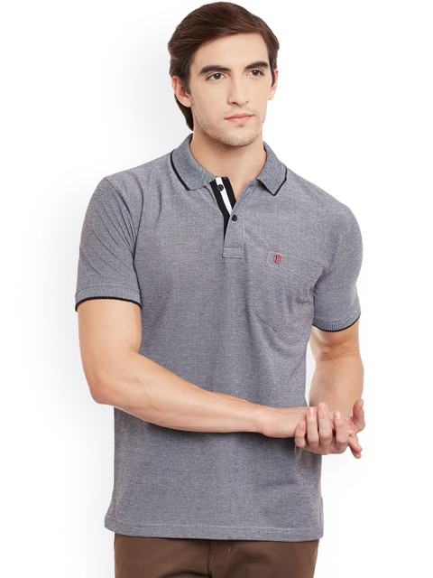 

Duke Men Grey Solid Polo Collar T-shirt