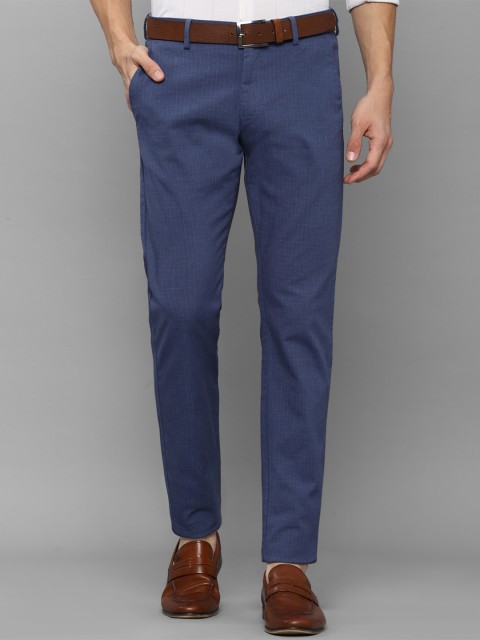 

Allen Solly Men Navy Blue Striped Slim Fit Trousers