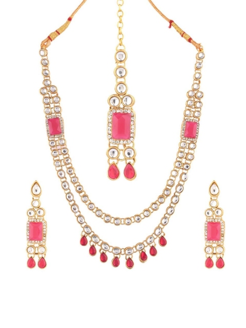 

Efulgenz Pink Gold-Plated Kundan-Studded Jewellery Set