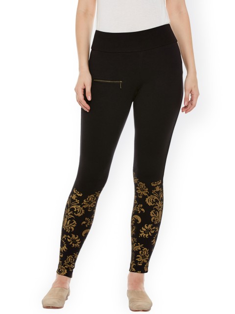 

Rider Republic Women Black Printed Slim Fit Treggings