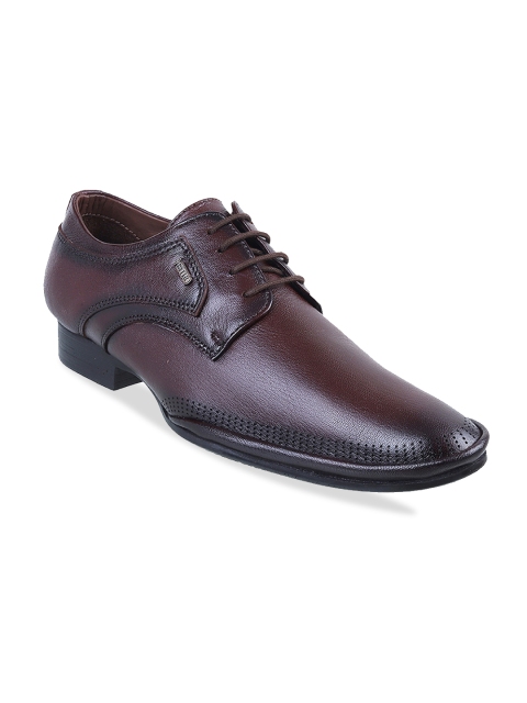 

Metro Men Brown Solid Leather Formal Derbys