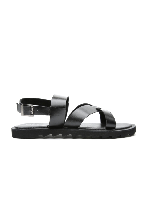 

Carlton London Men Black Leather Sandals