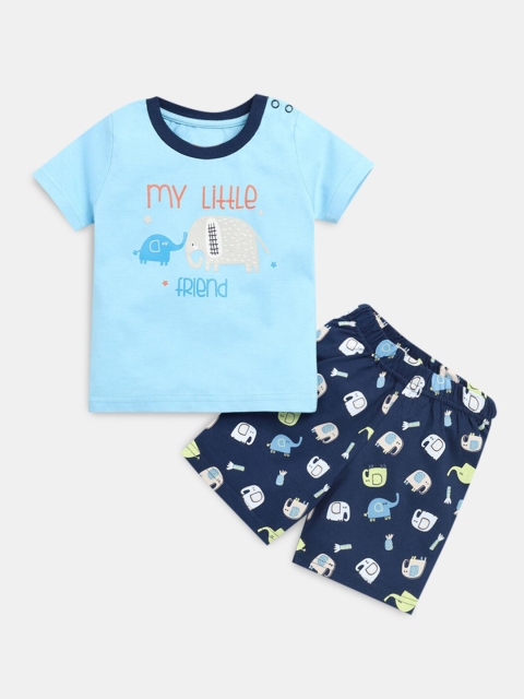 

Hopscotch Boys Blue & Pink Printed T-shirt with Shorts