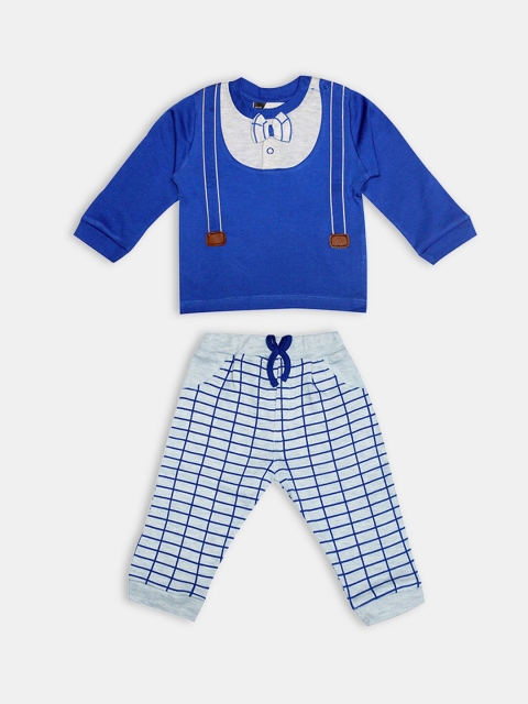 

Hopscotch Boys Blue & Grey Printed T-shirt with Pyjamas