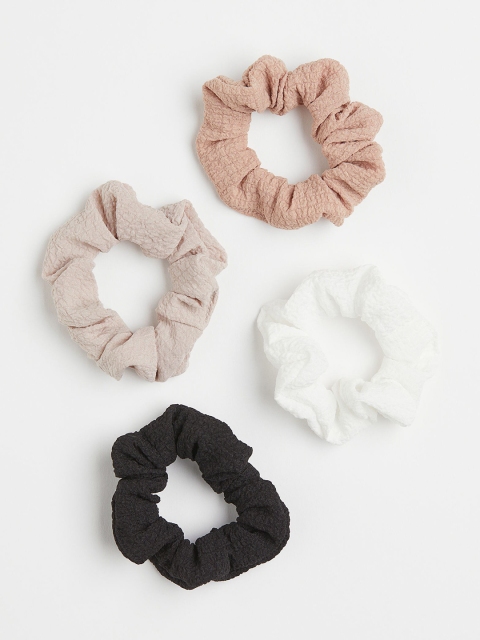 

H&M Women Pack of 4 Solid Scrunchies, Beige