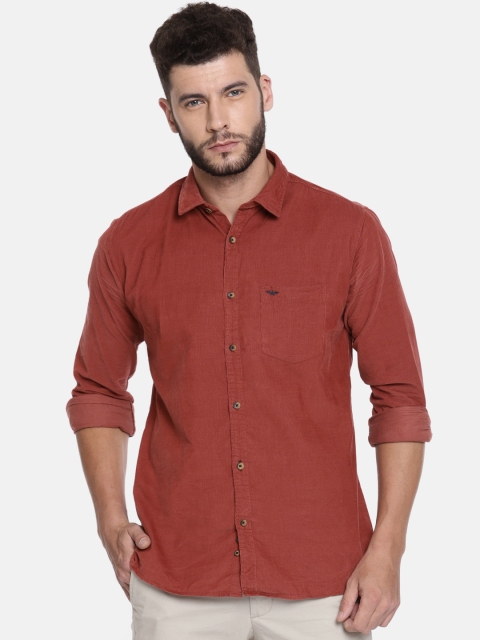 

Park Avenue Men Rust Red Regular Fit Solid Casual Shirt