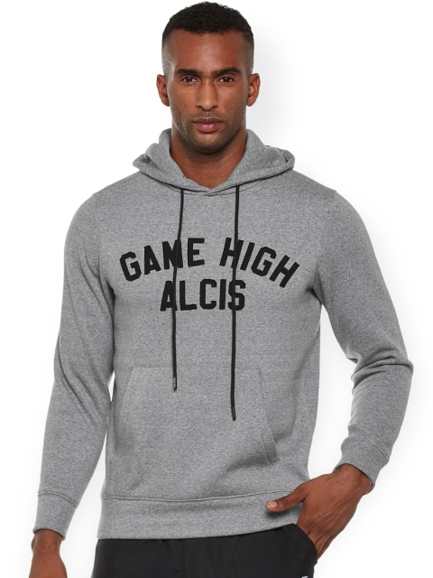 

Alcis Men Grey Printed Hooded Sweatshirt