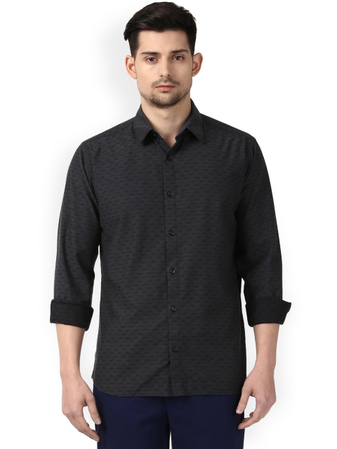 

Park Avenue Men Black Regular Fit Self Design Casual Shirt