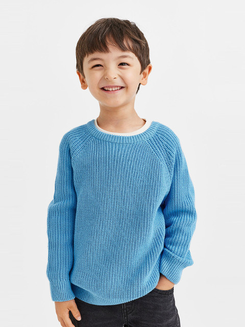 

H&M Boys Blue Solid Open Knit Pullover