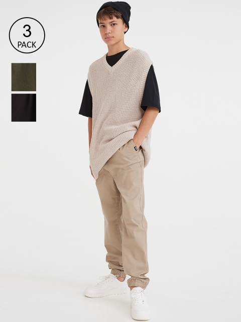 

H&M Boys 3-Pack Twill Joggers, Beige